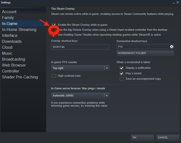 Disable steam overlay launch option